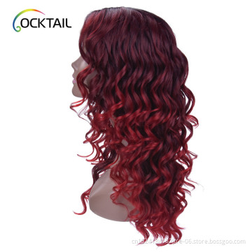 long side part shaggy wavy synthetic wig, 24 inches synthetic lace front wig red star wavy synthetic wig